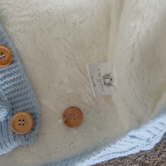 Caramelo Kids Sky Blue Cable Knit Faux Fur Jacket 12-18m - Picture 4 of 9